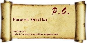 Ponert Orsika névjegykártya